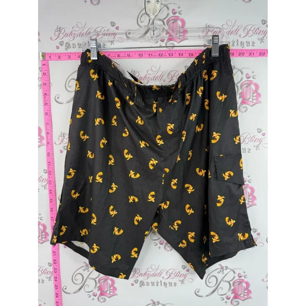 Sovereign Code shorts swim Men's Black Swim Board Shorts with Yellow Fish Print